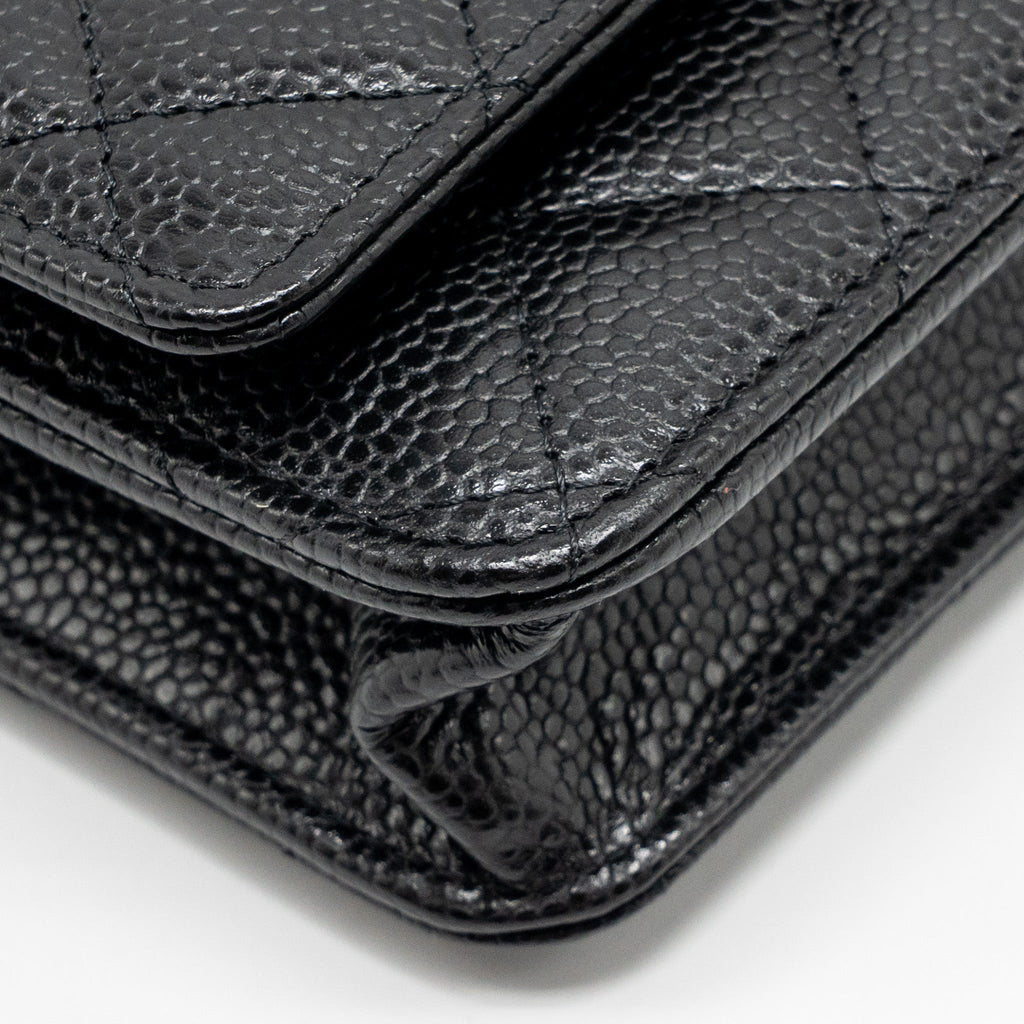 CHANEL CLASSIC WALLET ON CHAIN CAVIAR BLACK GHW(MICROCHIP)