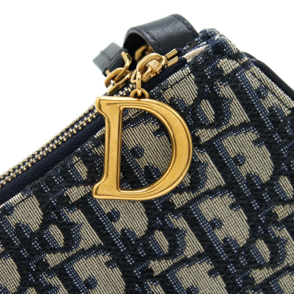 DIOR SADDLE POUCH BLUE OBLIQUE CANVAS GHW