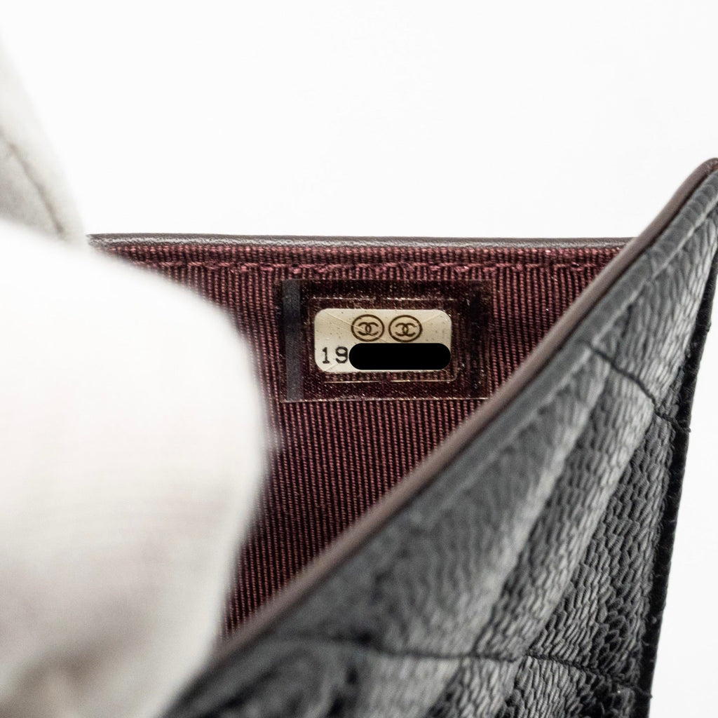CHANEL CLASSIC CC FLAP LONG WALLET CAVIAR BLACK GHW