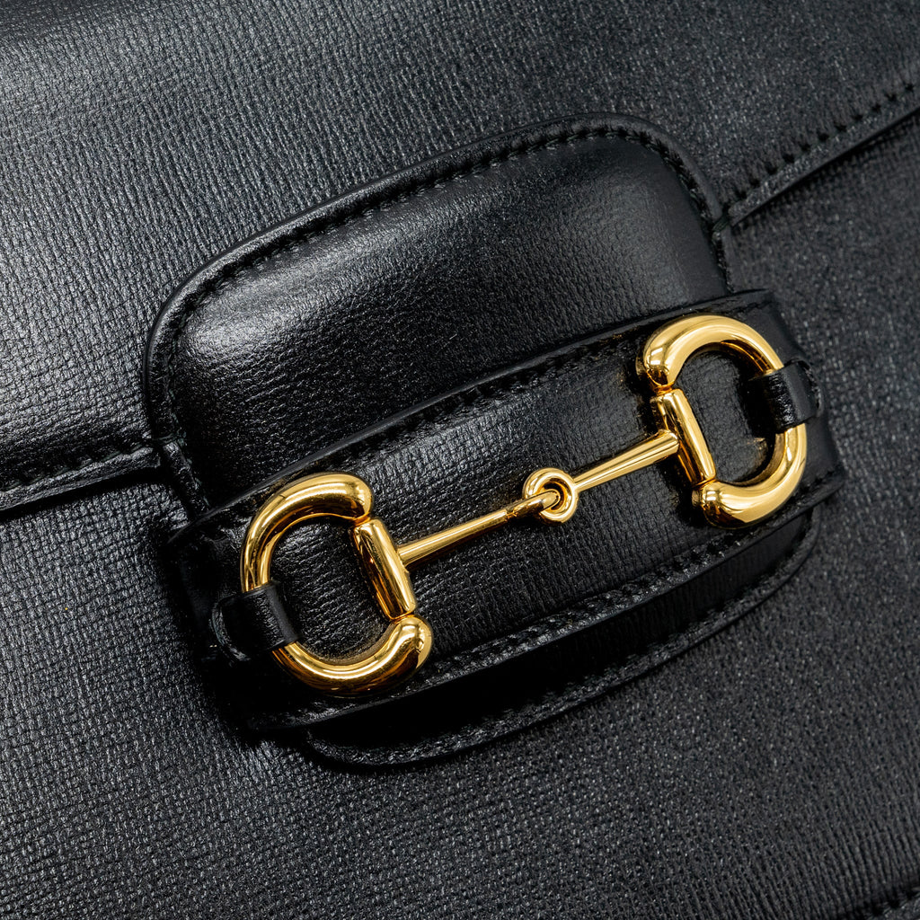 GUCCI HORSEBIT 1955 SHOULDER BAG LEATHER BLACK GHW