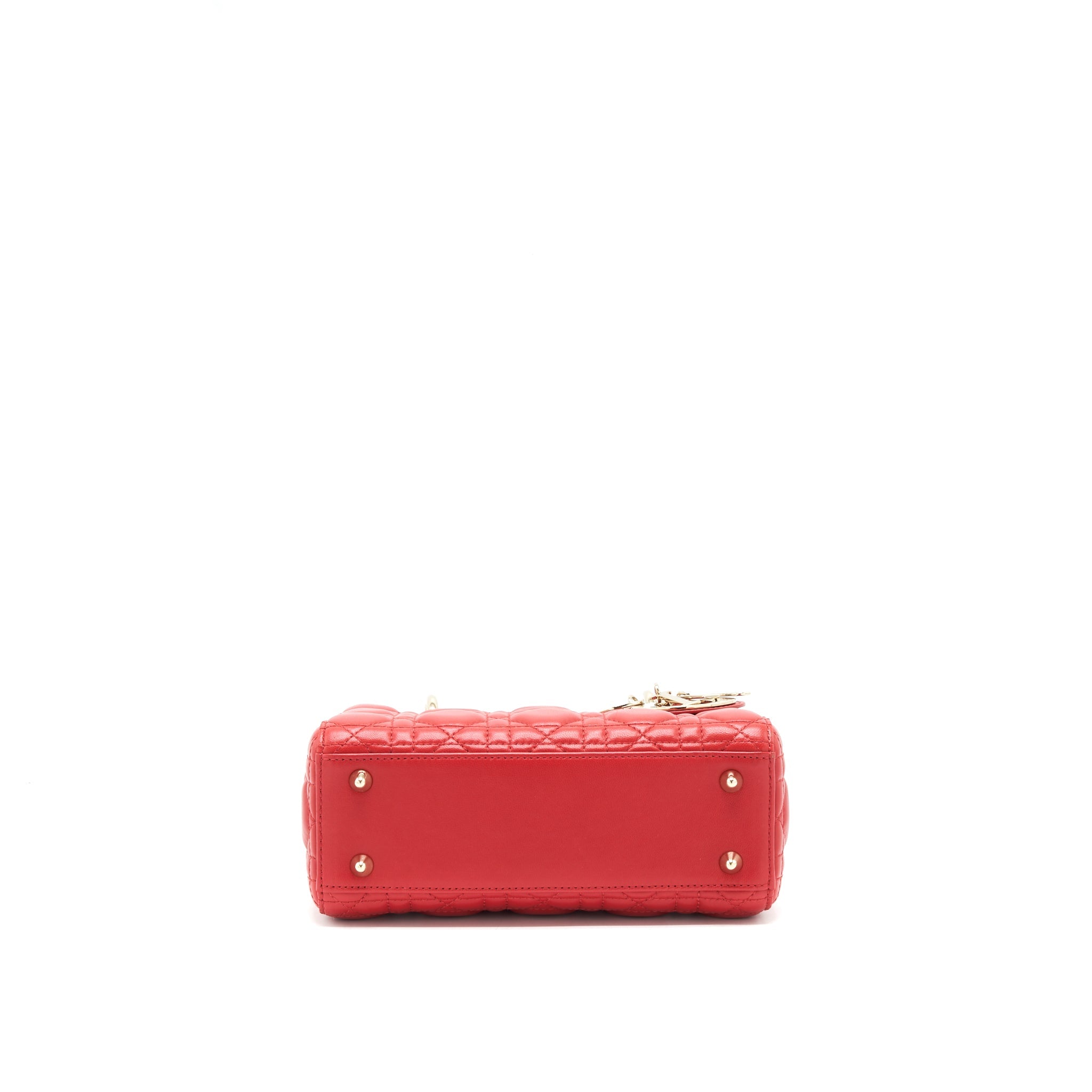 DIOR SMALL LADY DIOR BAG LAMBSKIN RED LGHW