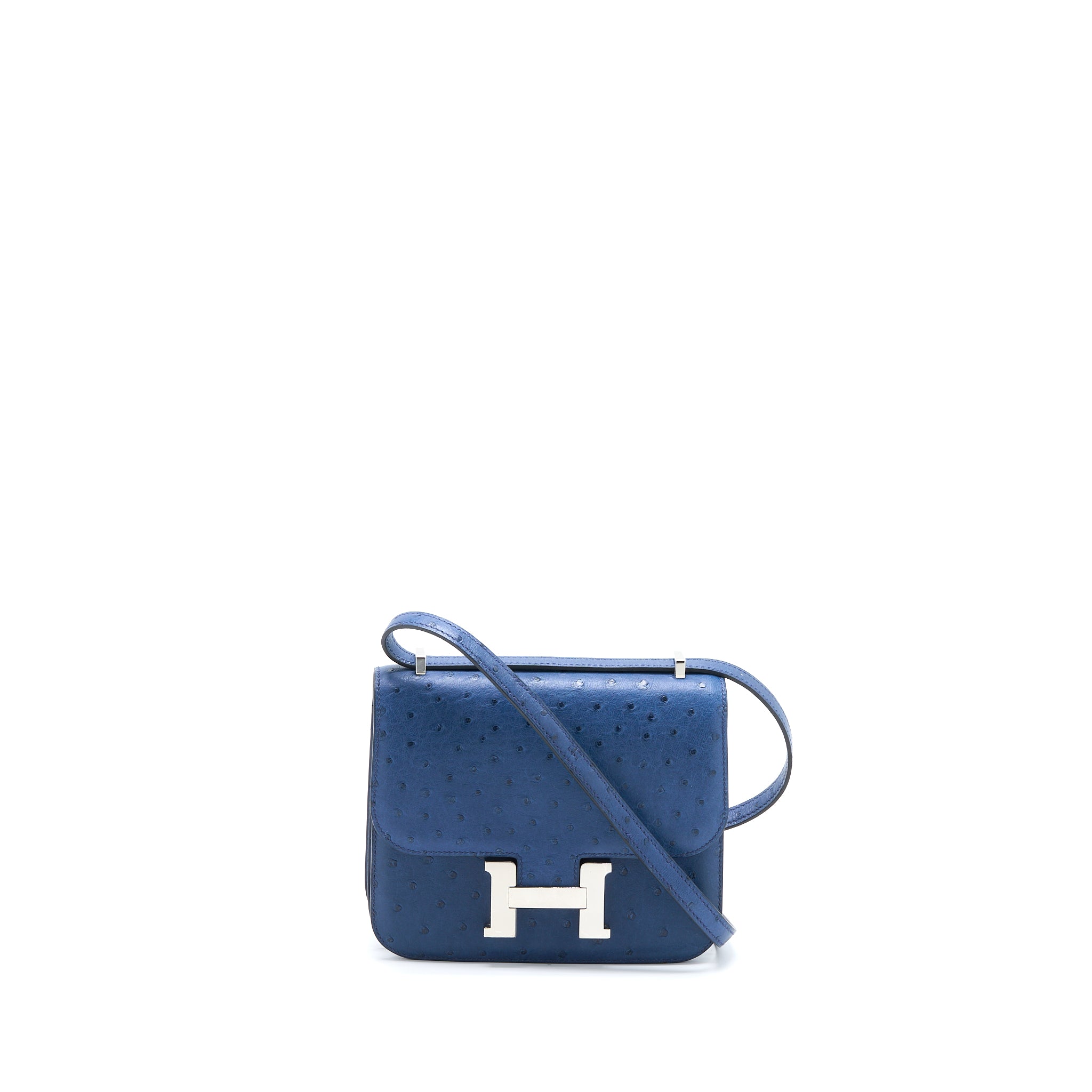 HERMES MINI CONSTANCE OSTRICH 7L BLEU DE MALTE SHW