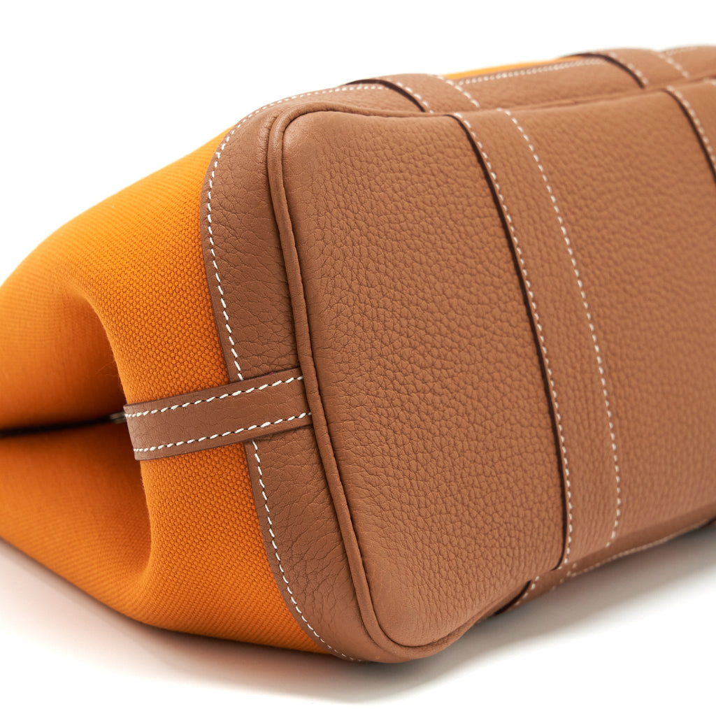 HERMES GARDEN PARTY CANVAS 30 ABRICOT / GOLD SHW