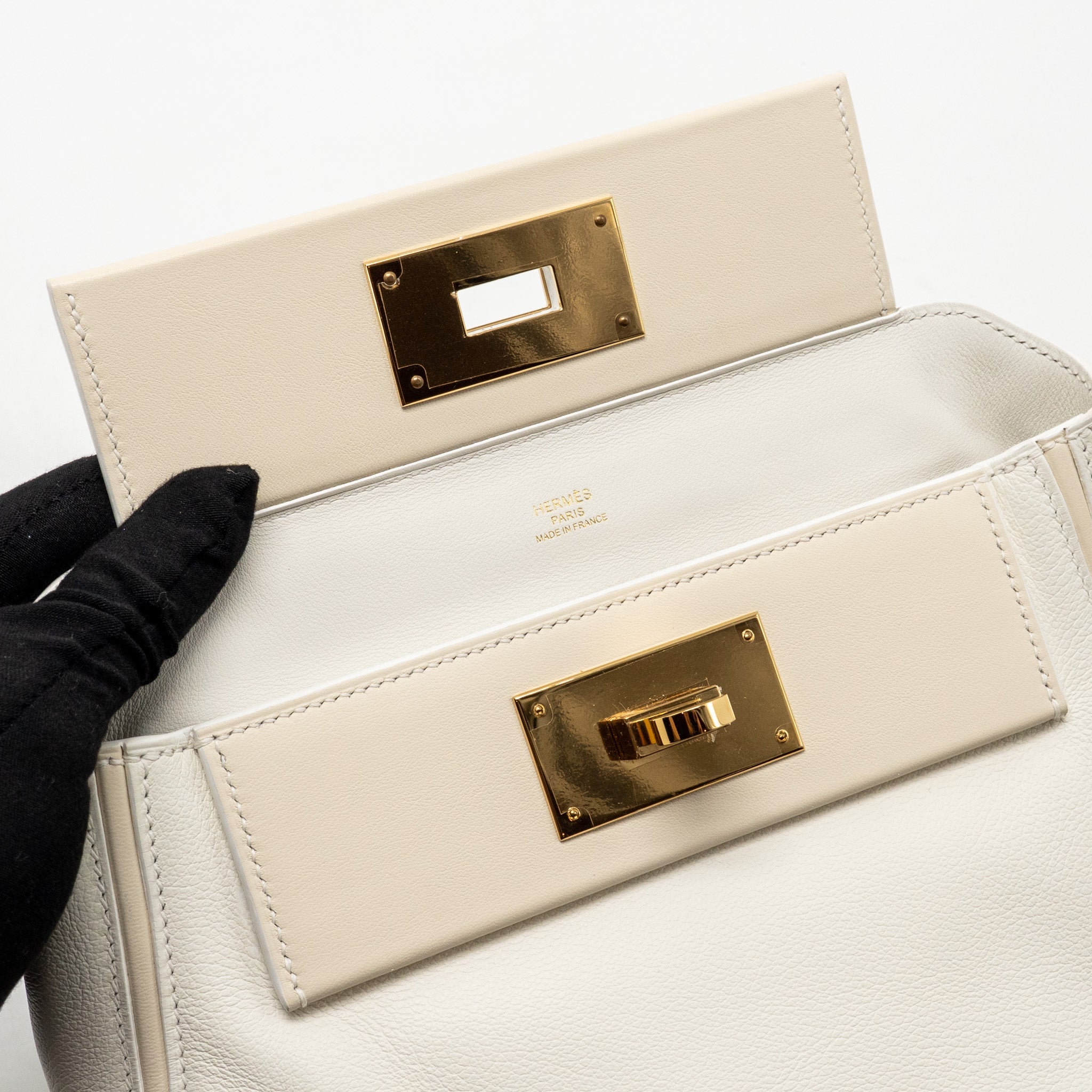 HERMES MINI 2424 24/24-21 BAG EVERCOLOR/SWIFT BLANC/NATA GHW