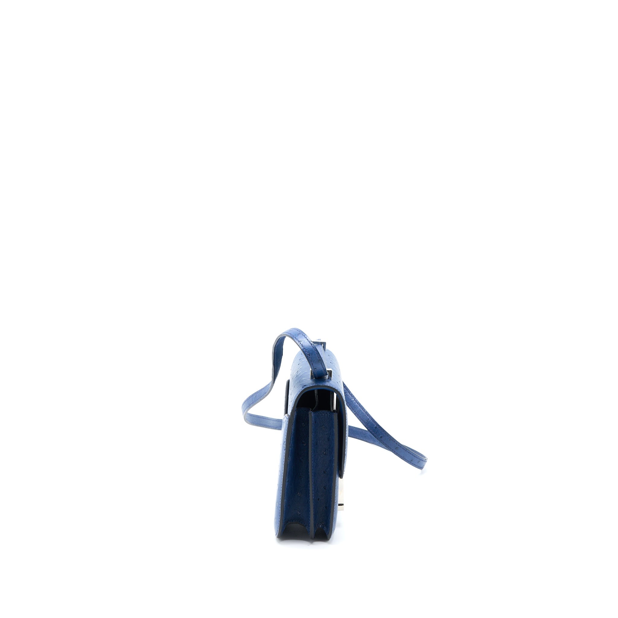 HERMES MINI CONSTANCE OSTRICH 7L BLEU DE MALTE SHW