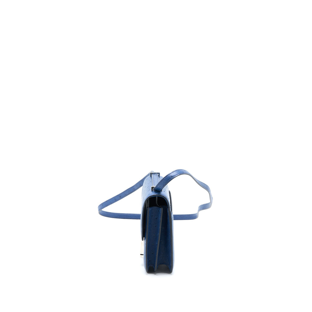 HERMES MINI CONSTANCE OSTRICH 7L BLEU DE MALTE SHW