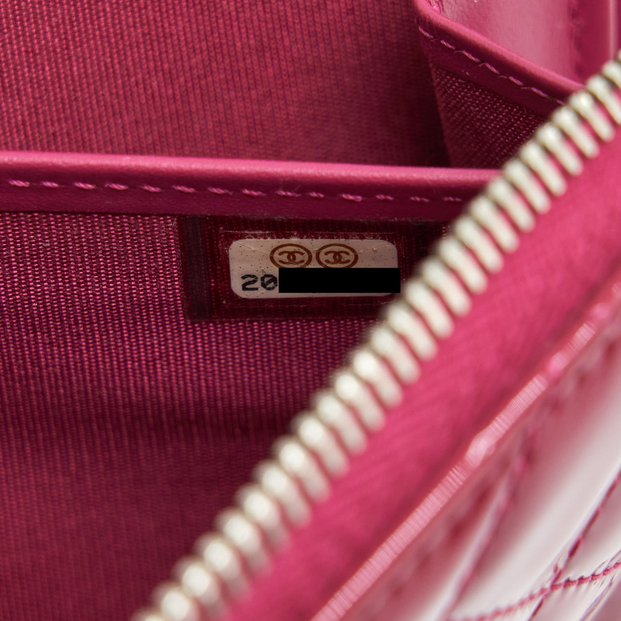 CHANEL LONG ZIP WALLET PATENT FUCHSIA SHW