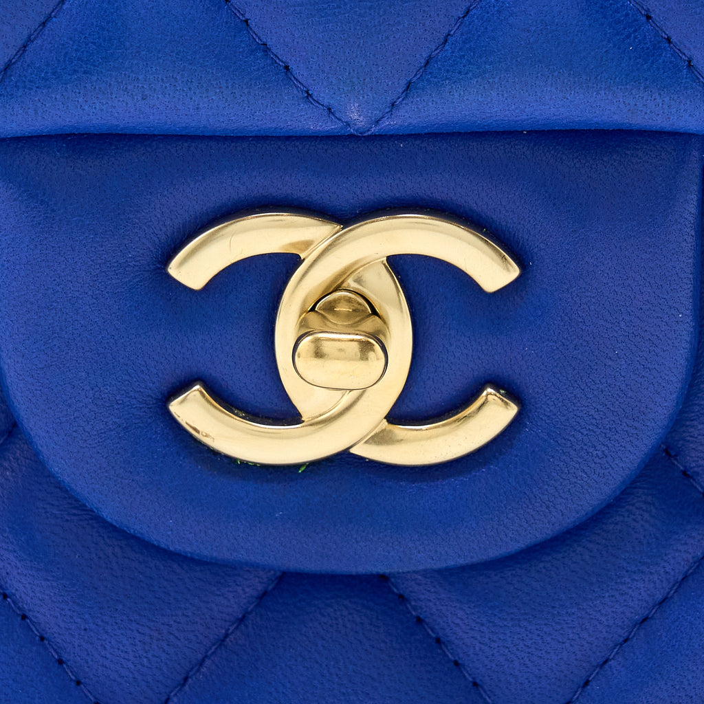 CHANEL JUMBO CLASSIC DOUBLE FLAP BAG LAMBSKIN BLUE BRUSHED GHW