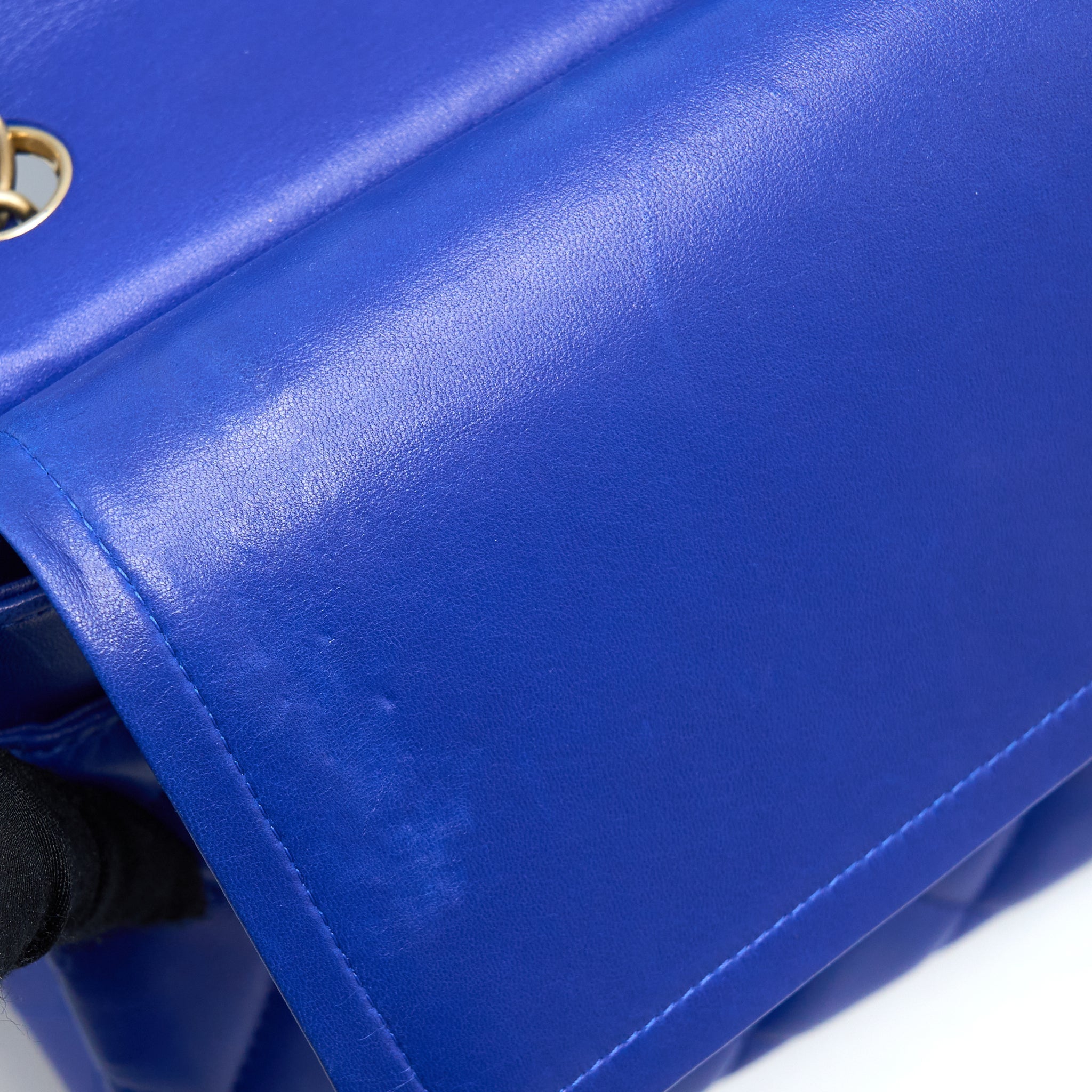 CHANEL JUMBO CLASSIC DOUBLE FLAP BAG LAMBSKIN BLUE BRUSHED GHW