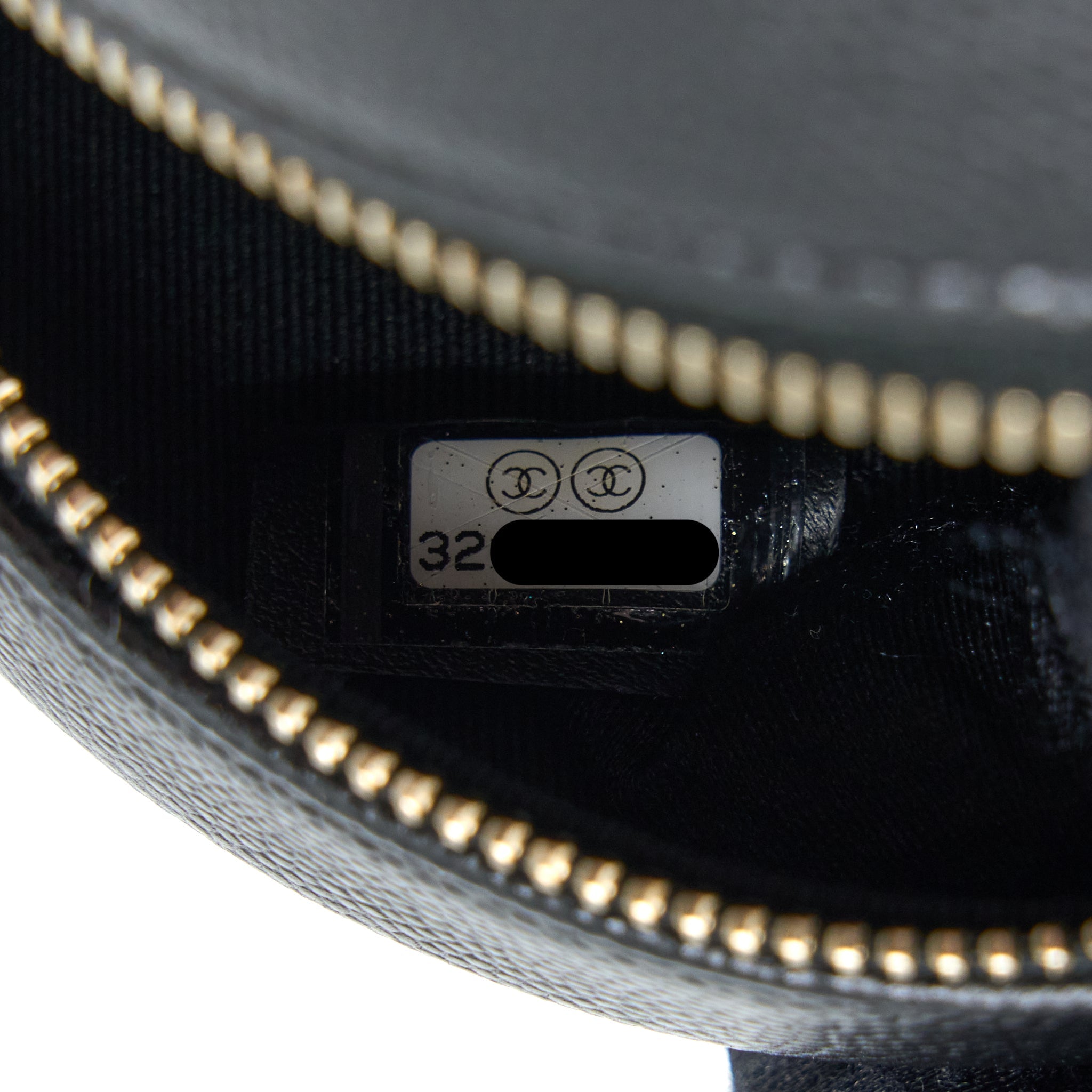 CHANEL CRYSTAL CC LOGO ROUND CLUTCH WITH CHAIN CAVIAR BLACK LGHW