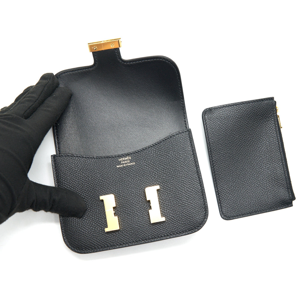 HERMES CONSTANCE SLIM WALLET EPSOM NOIR GHW