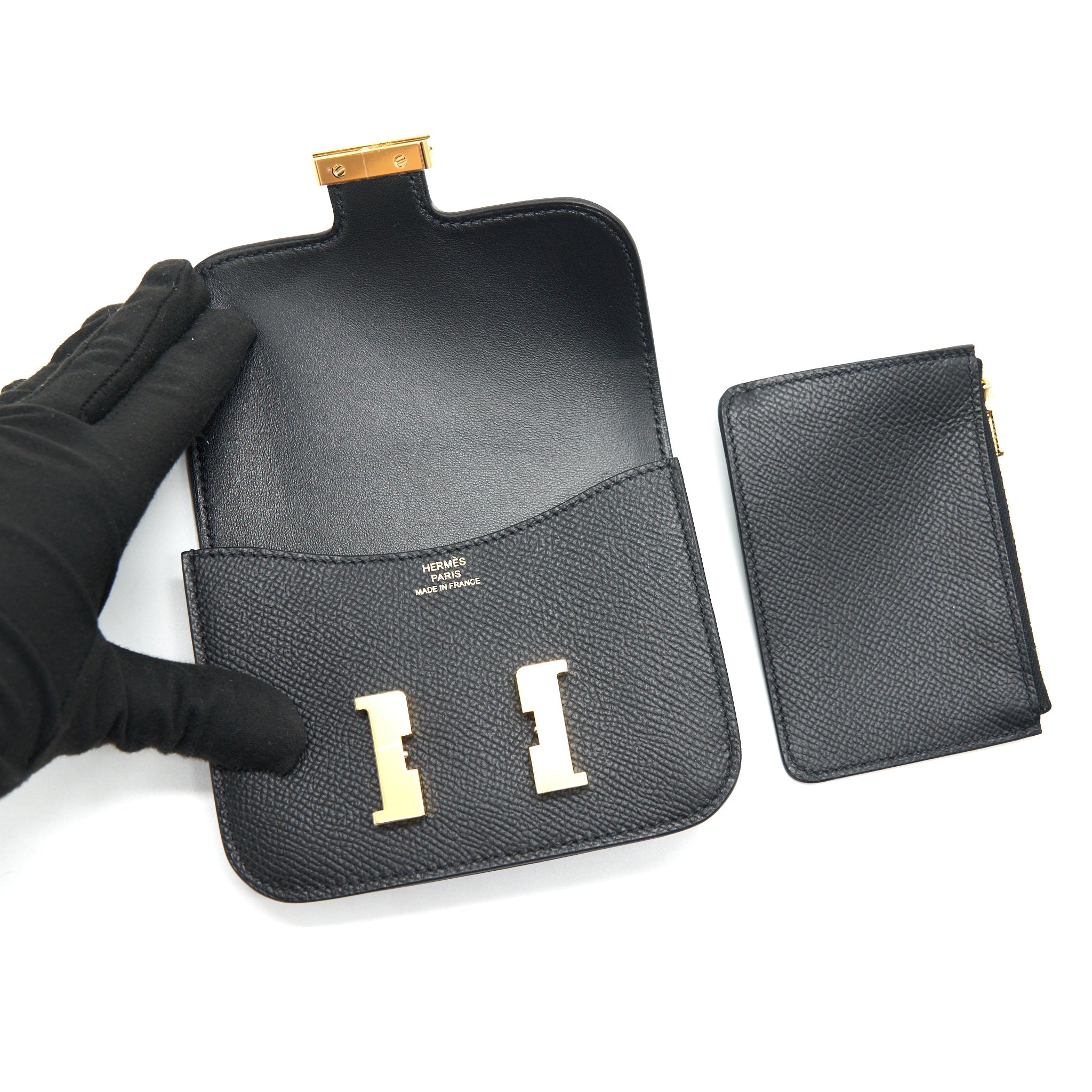 HERMES CONSTANCE SLIM WALLET EPSOM NOIR GHW