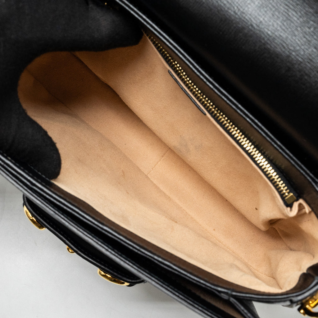 GUCCI HORSEBIT 1955 SHOULDER BAG LEATHER BLACK GHW