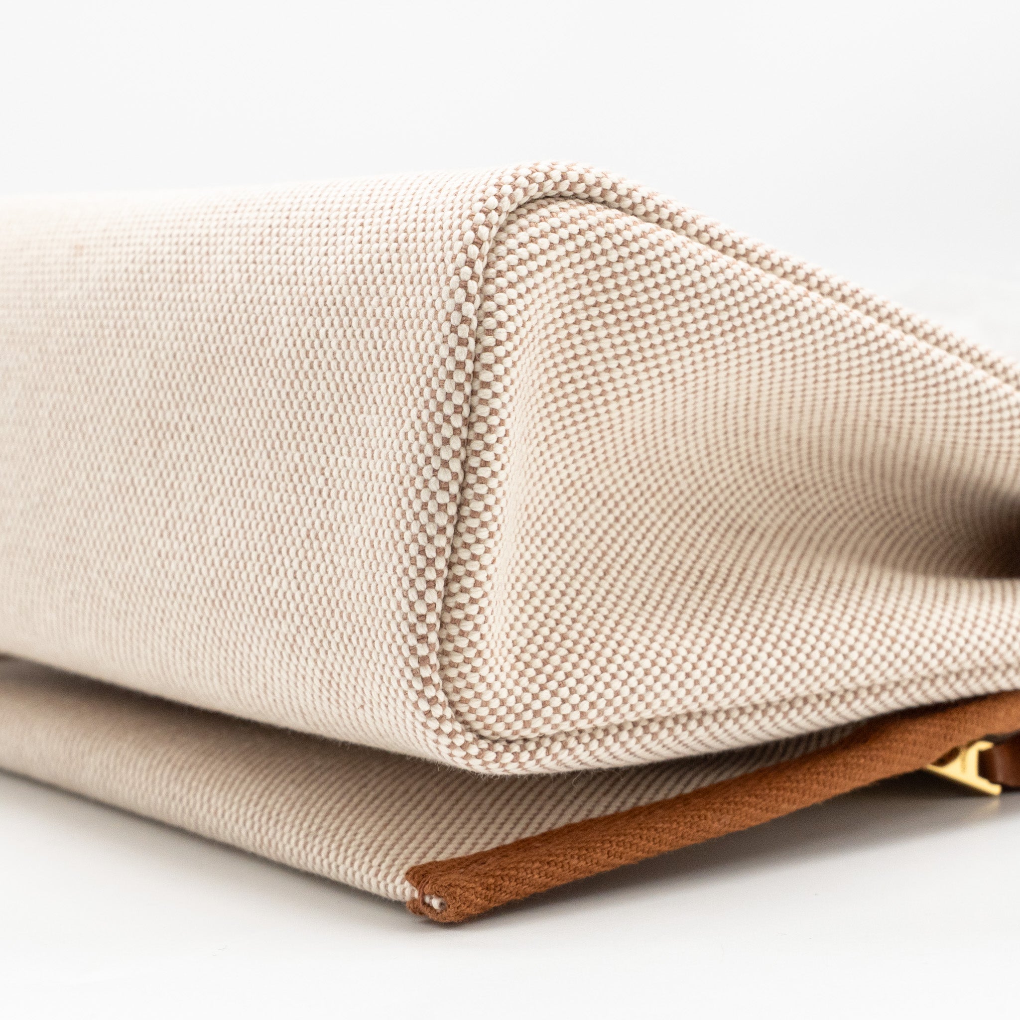 HERMES HERBAG MINI CANVAS/HUNTER LEATHER ECRU/BEIGE/FAUVE GHW