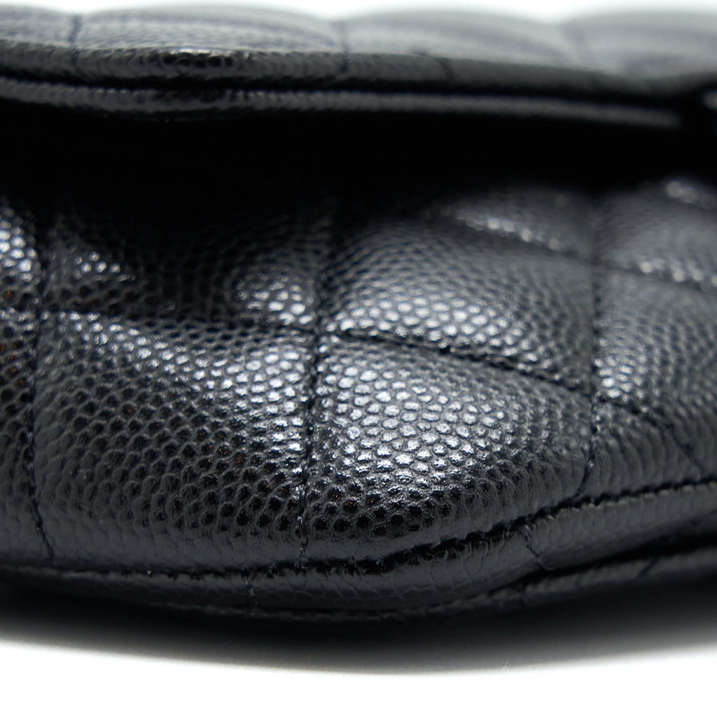 CHANEL FLAP GLASSES CASE WITH CHAIN CAVIAR BLACK SHW