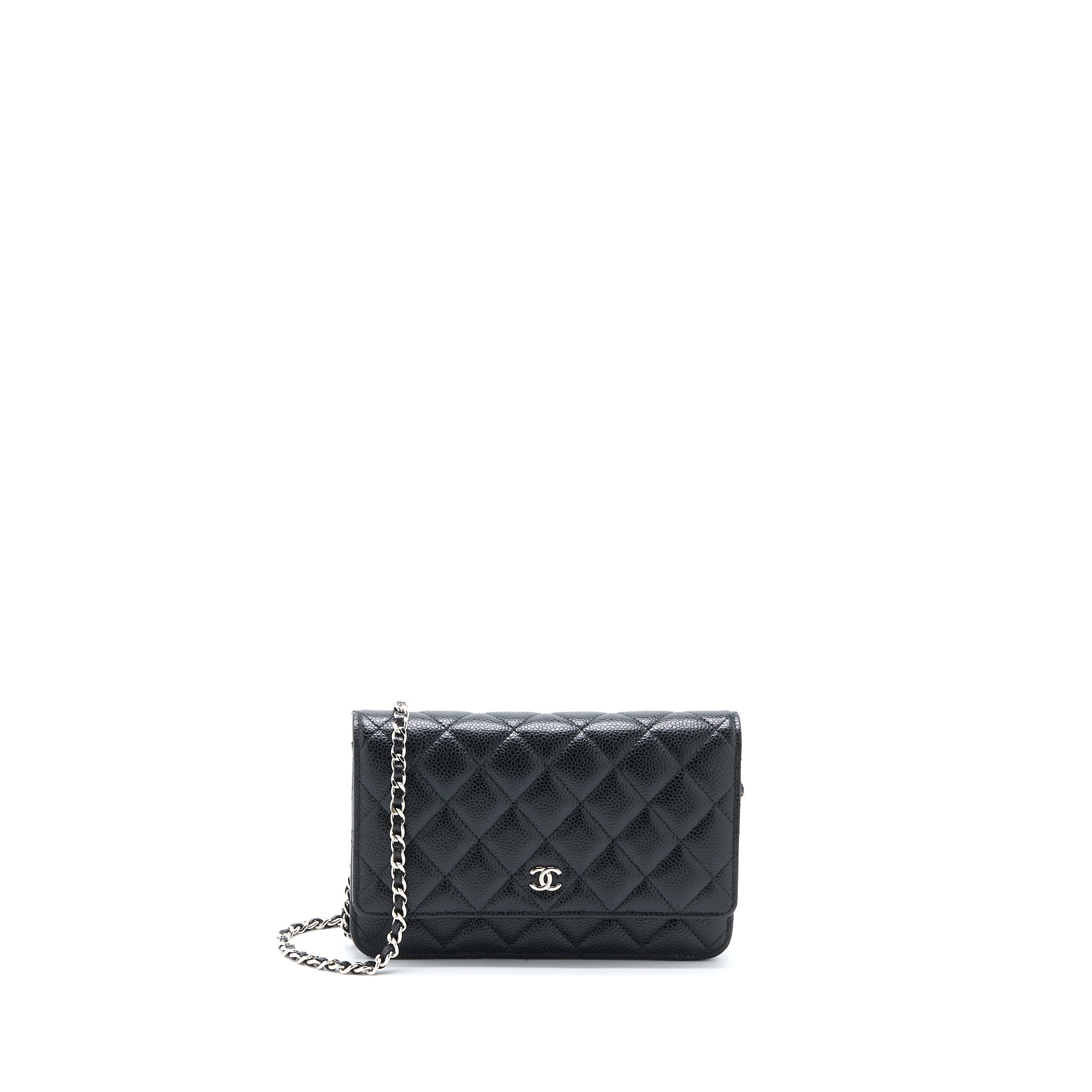 CHANEL CLASSIC WALLET ON CHAIN CAVIAR BLACK SHW (MICROCHIP)