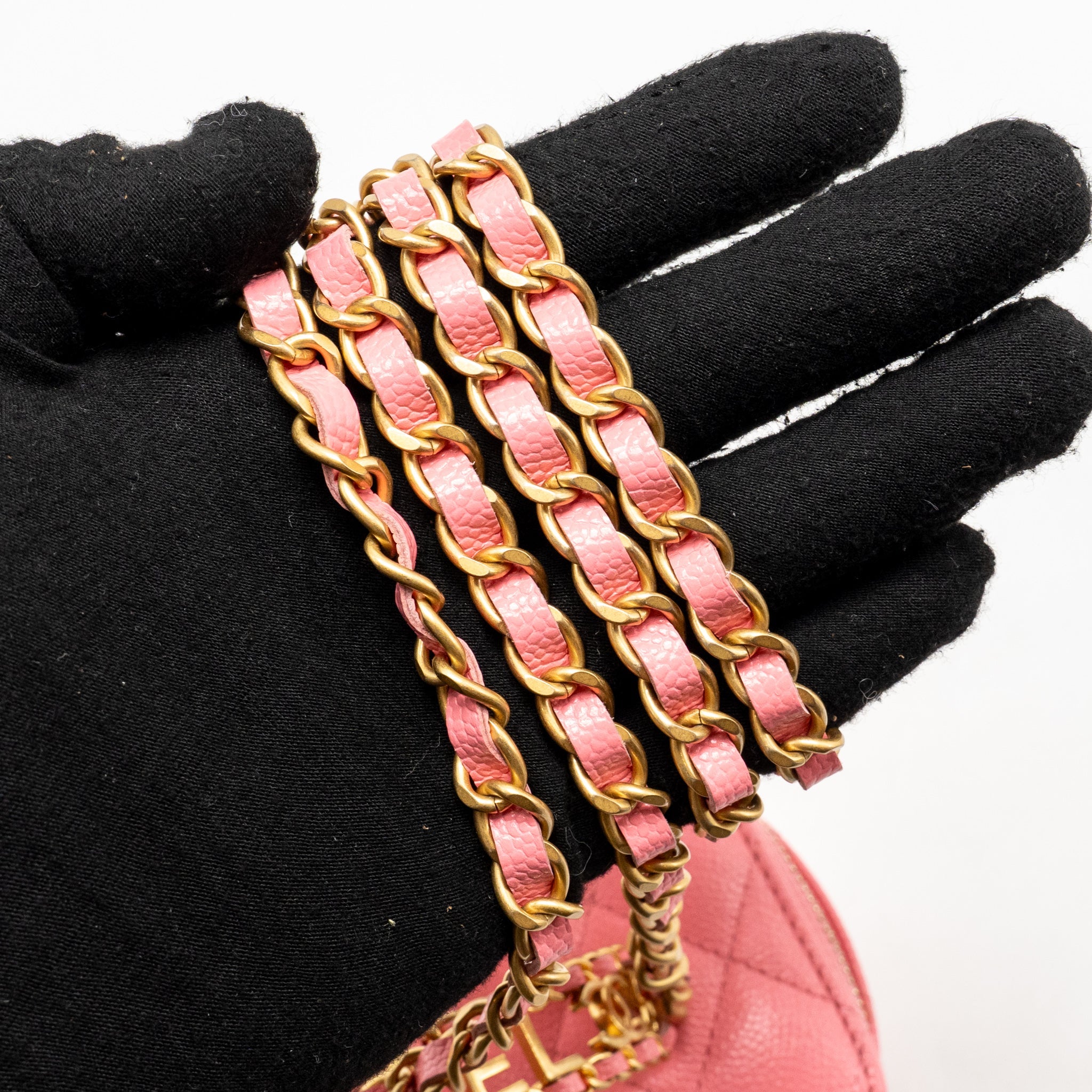 CHANEL LETTER TOP HANDLE LONG VANITY CAVIAR PINK GHW