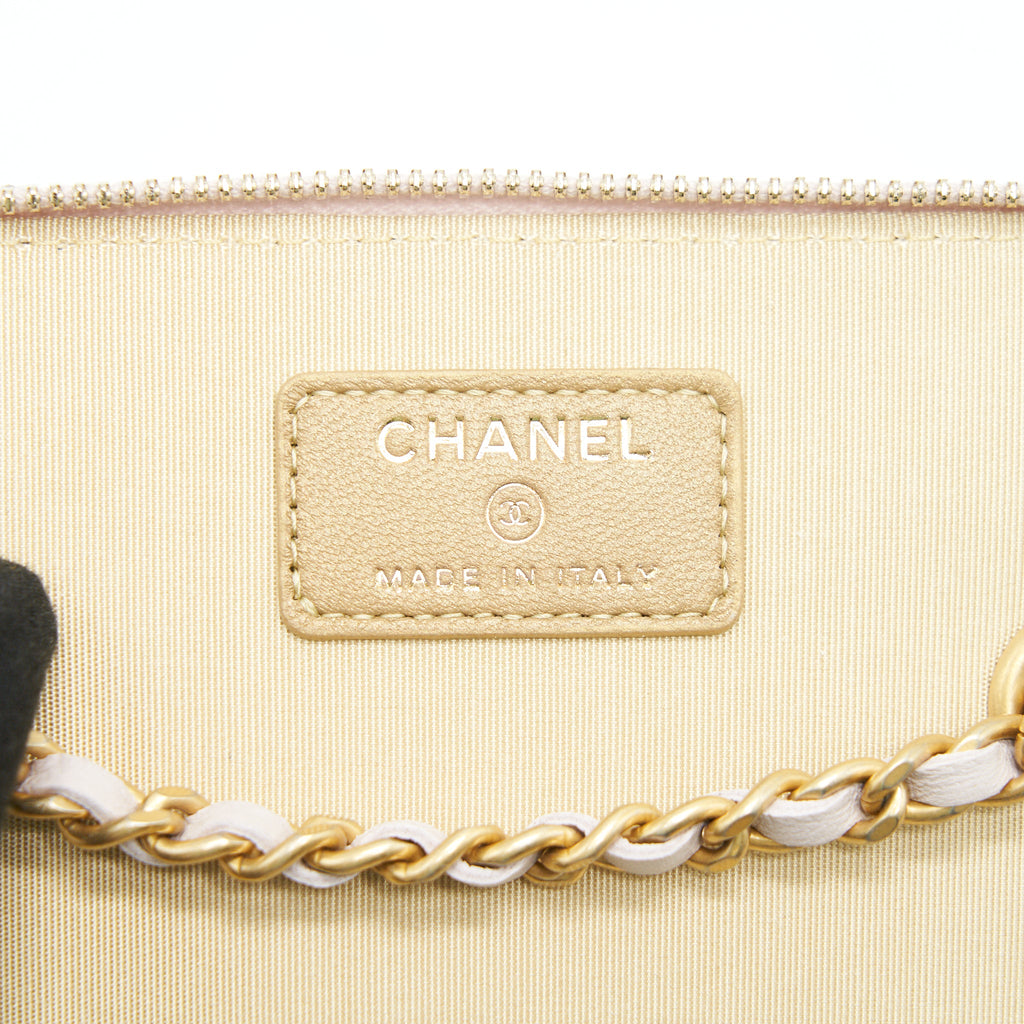 CHANEL PEARL CRUSH LONG VANITY ON CHAIN LAMBSKIN LIGHT PURPLE GHW