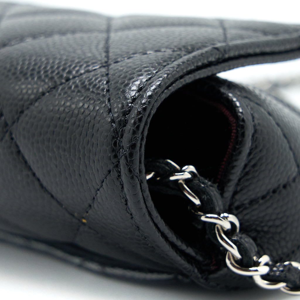CHANEL FLAP GLASSES CASE WITH CHAIN CAVIAR BLACK SHW