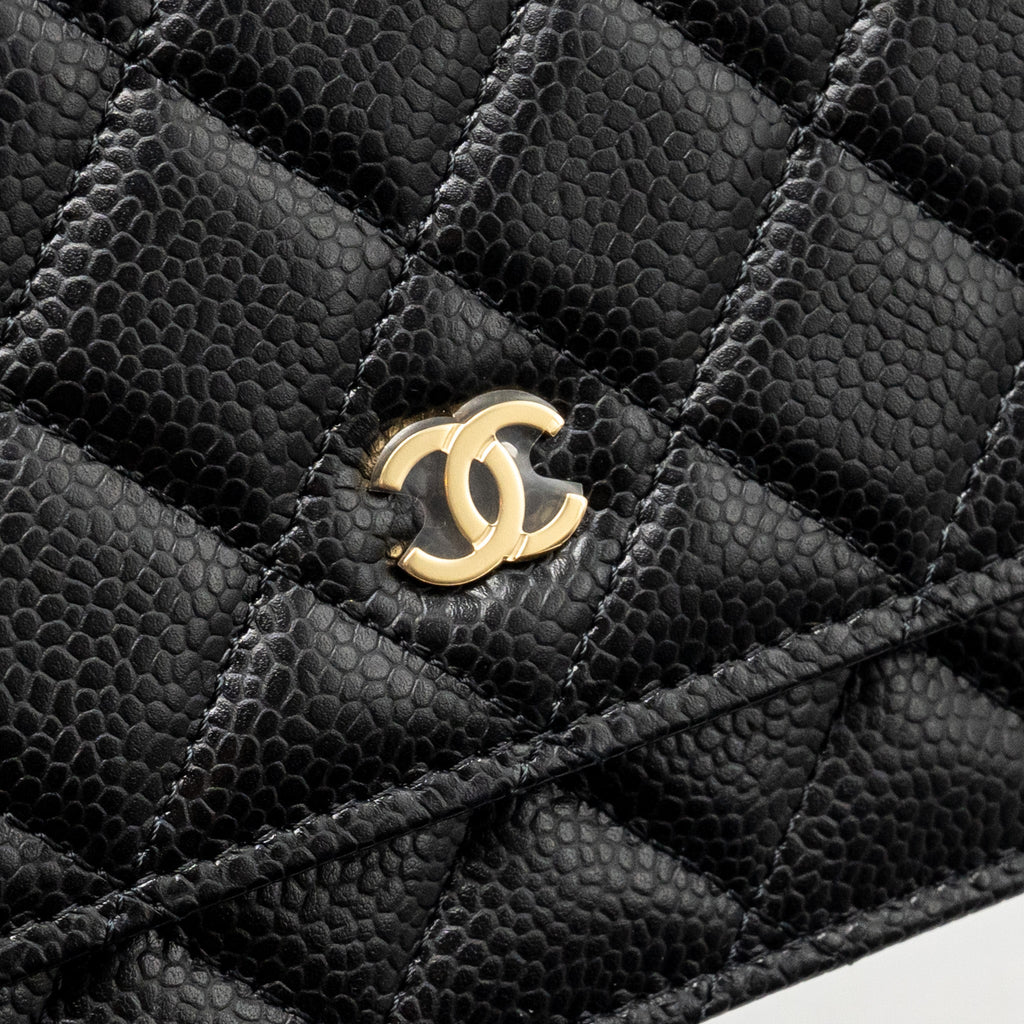 CHANEL CLASSIC WALLET ON CHAIN CAVIAR BLACK GHW (MICROCHIP)