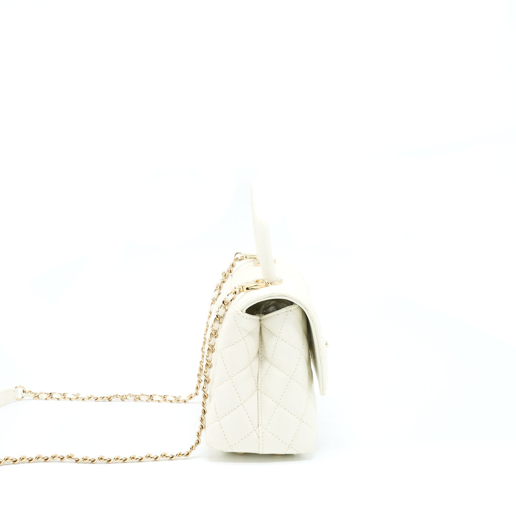 CHANEL SMALL COCO HANDLE CAVIAR WHITE LGHW (MICROCHIP)
