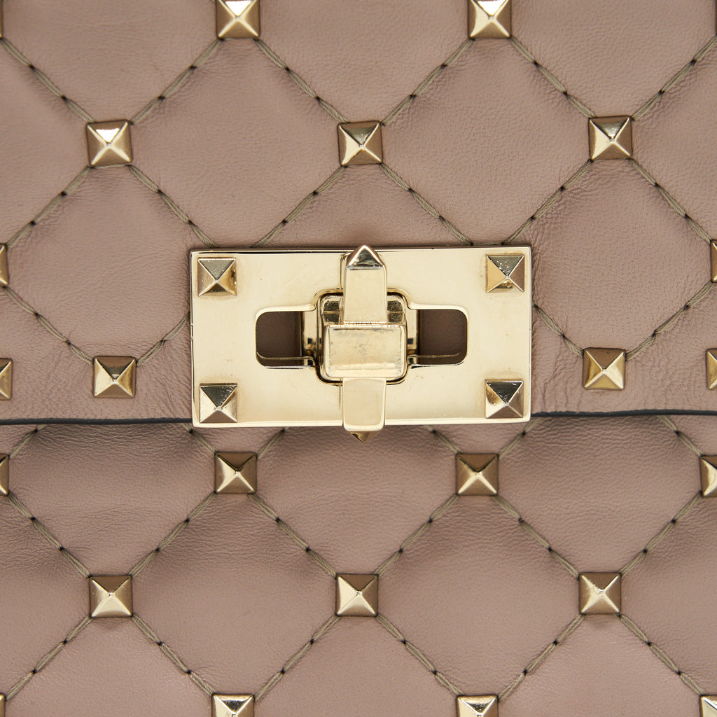 VALENTINO ROCKSTUD SPIKE NAPPA LEATHER CROSSBODY BAGS POUDRE