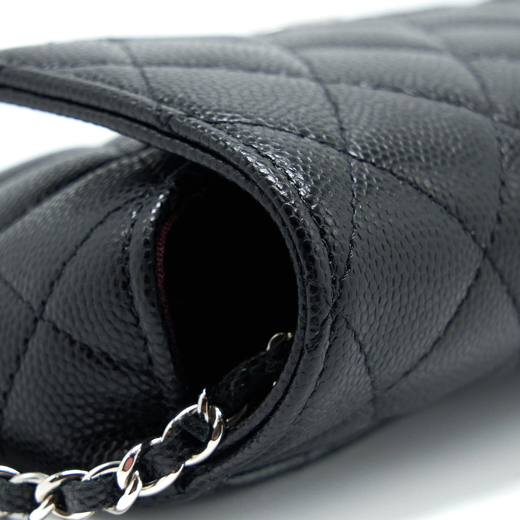 CHANEL FLAP GLASSES CASE WITH CHAIN CAVIAR BLACK SHW