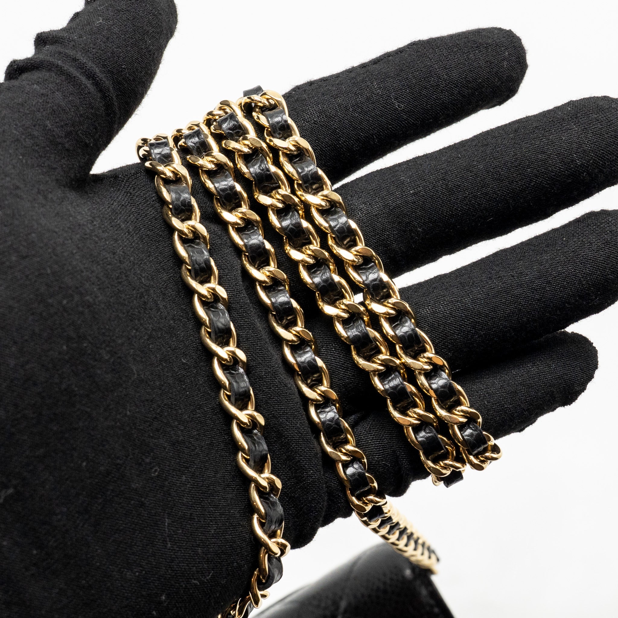 CHANEL CLASSIC WALLET ON CHAIN CAVIAR BLACK GHW (MICROCHIP)