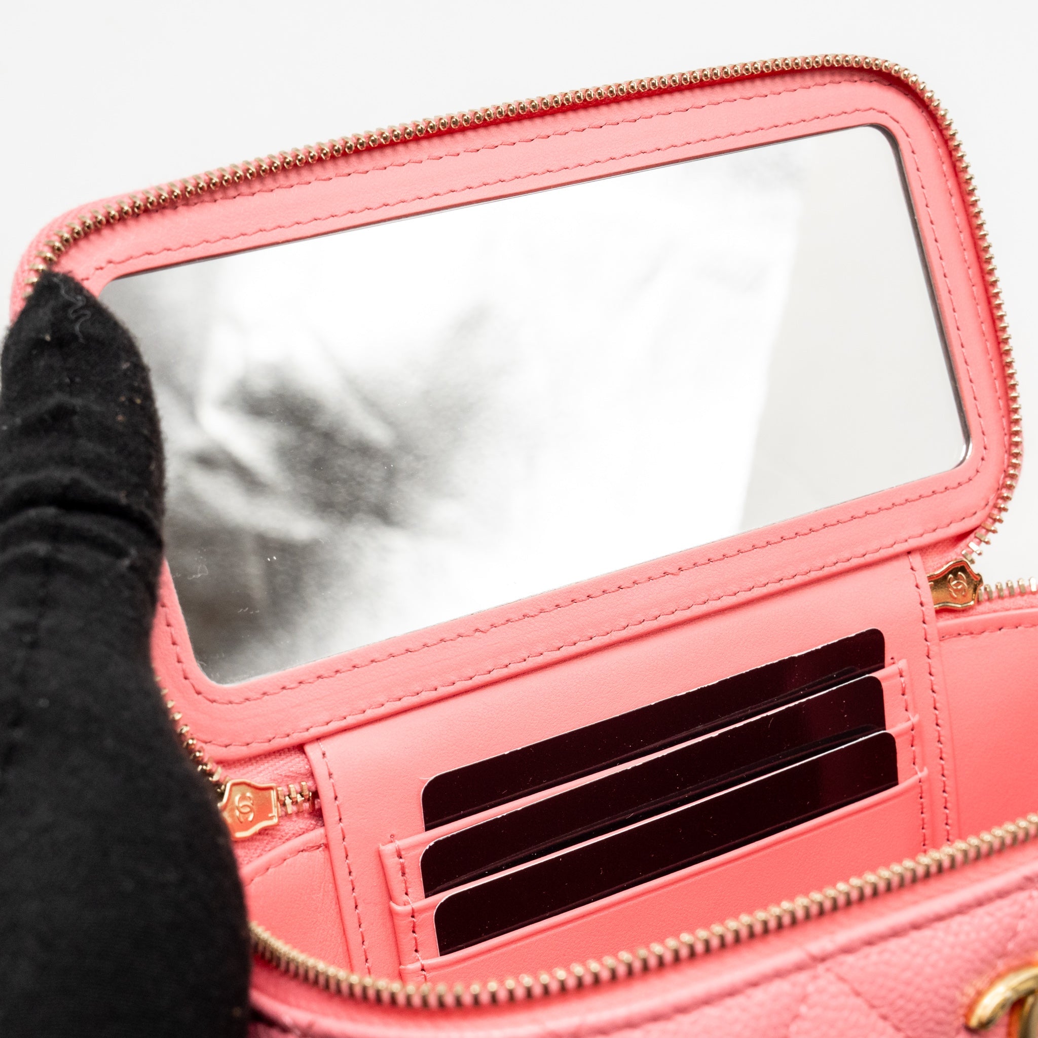 CHANEL LETTER TOP HANDLE LONG VANITY CAVIAR PINK GHW