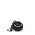 CHANEL 19 ROUND CLUTCH WITH CHAIN LAMBSKIN GOLD/SILVER HARDWARE