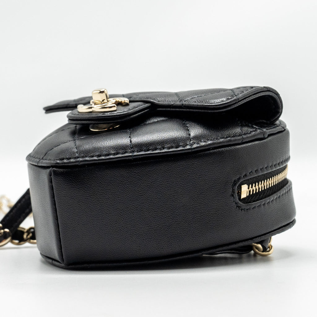 CHANEL 22S HEART BELT BAG LAMBSKIN BLACK LGHW