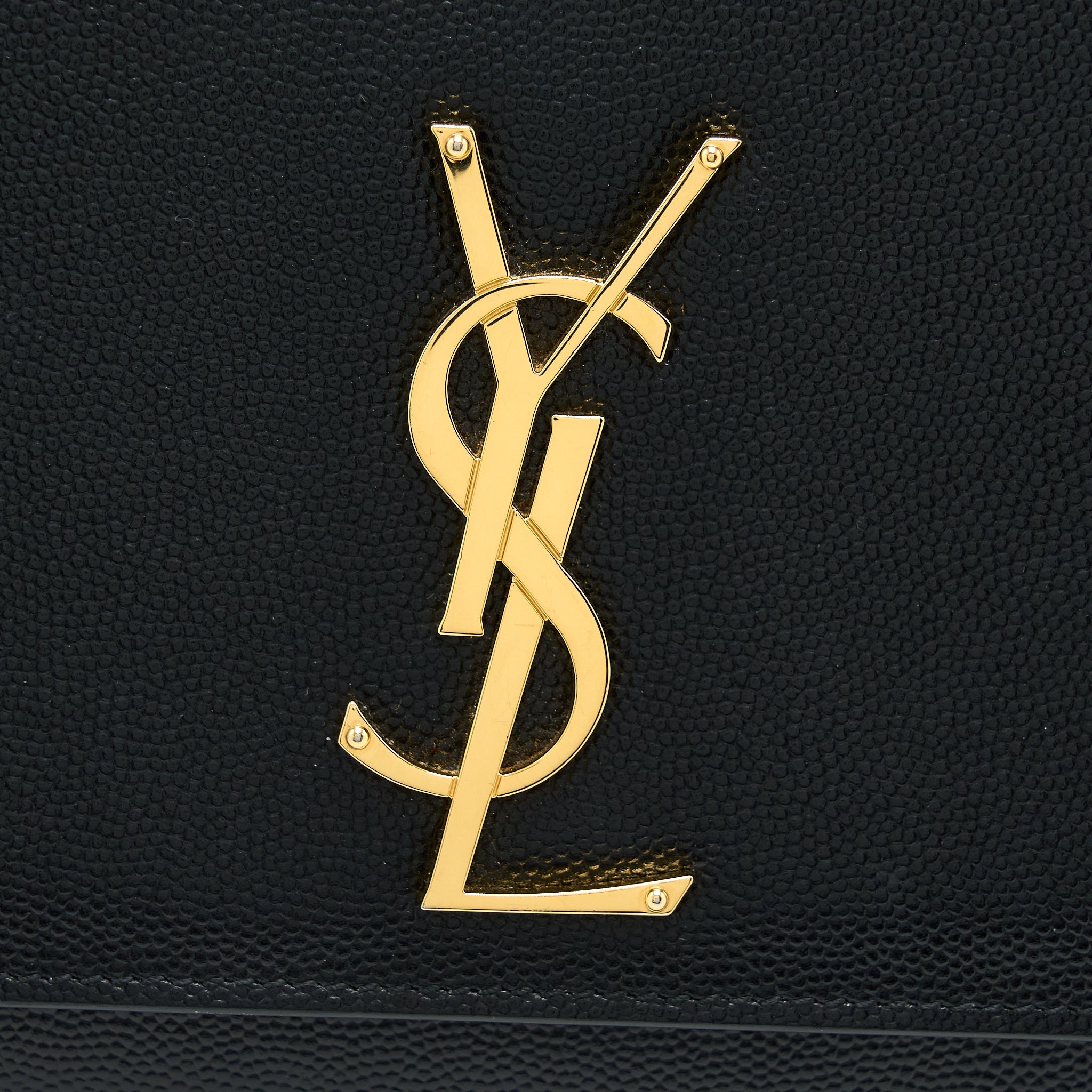 SAINT LAURENT/ YSL MEDIUM KATE BAG GRAINED CALFSKIN BLACK GHW