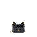 CHANEL 23C SMALL HOBO BAG SHINY CALFSKIN BLACK BRUSHED GHW (MICROCHIP)