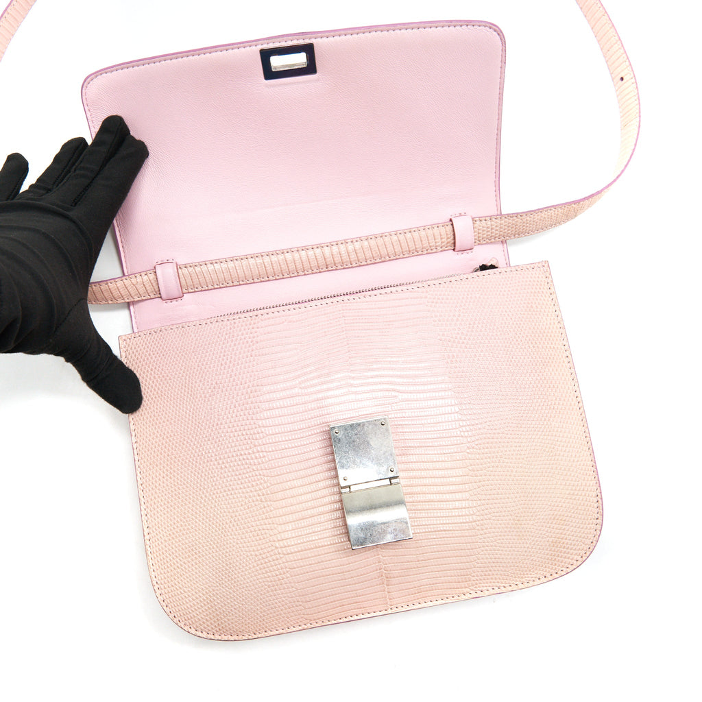 CELINE CLASSIC BAG IN LIZARD LIGHT PINK