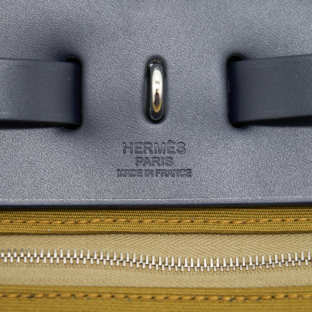 HERMES HERBAG 31 ZIP BAG VERT CYPRES/VERT OLIVE / BLUE INDIGO SHW