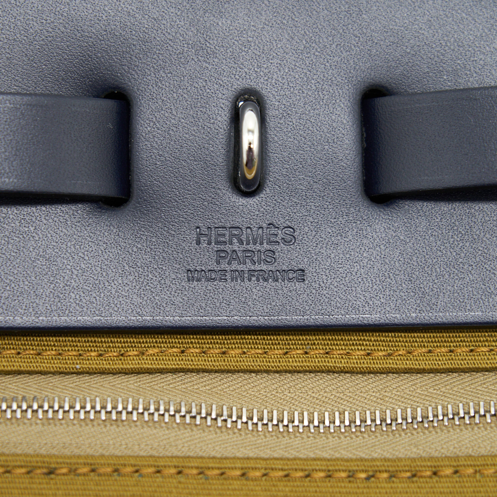 HERMES HERBAG 31 ZIP BAG VERT CYPRES/VERT OLIVE / BLUE INDIGO SHW