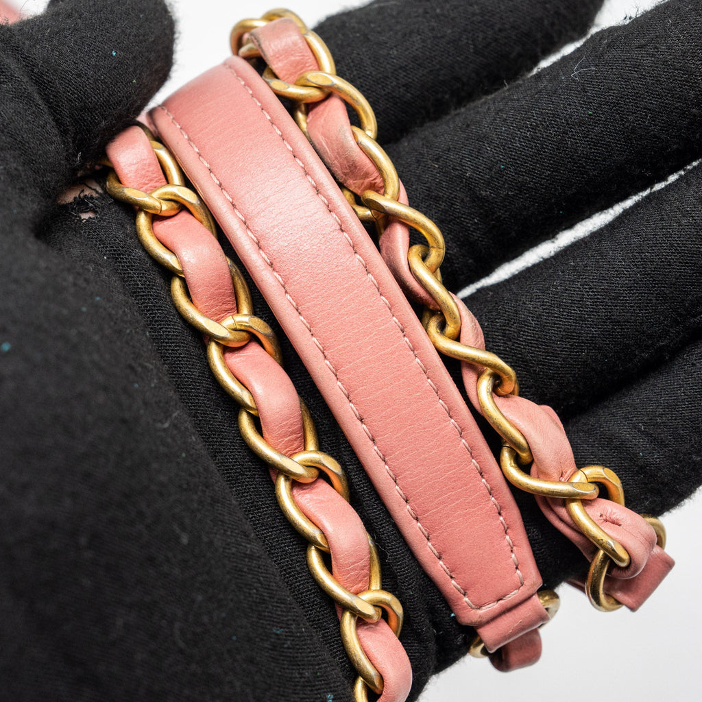 CHANEL MEDIUM COCO HANDLE CALFSKIN / LIZARD HANDLE PINK GHW