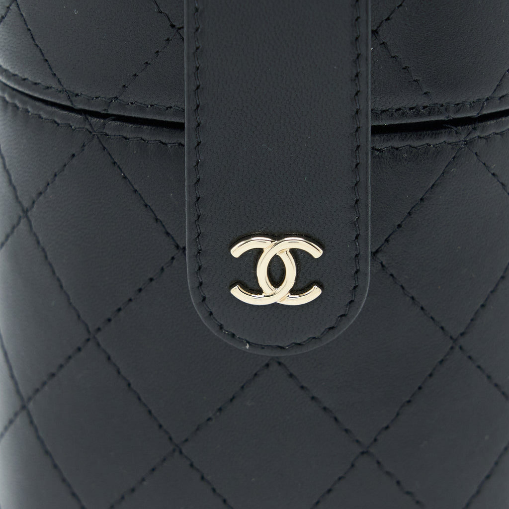 CHANEL VERTICAL CLUTCH WITH CHAIN LAMBSKIN BLACK LGHW