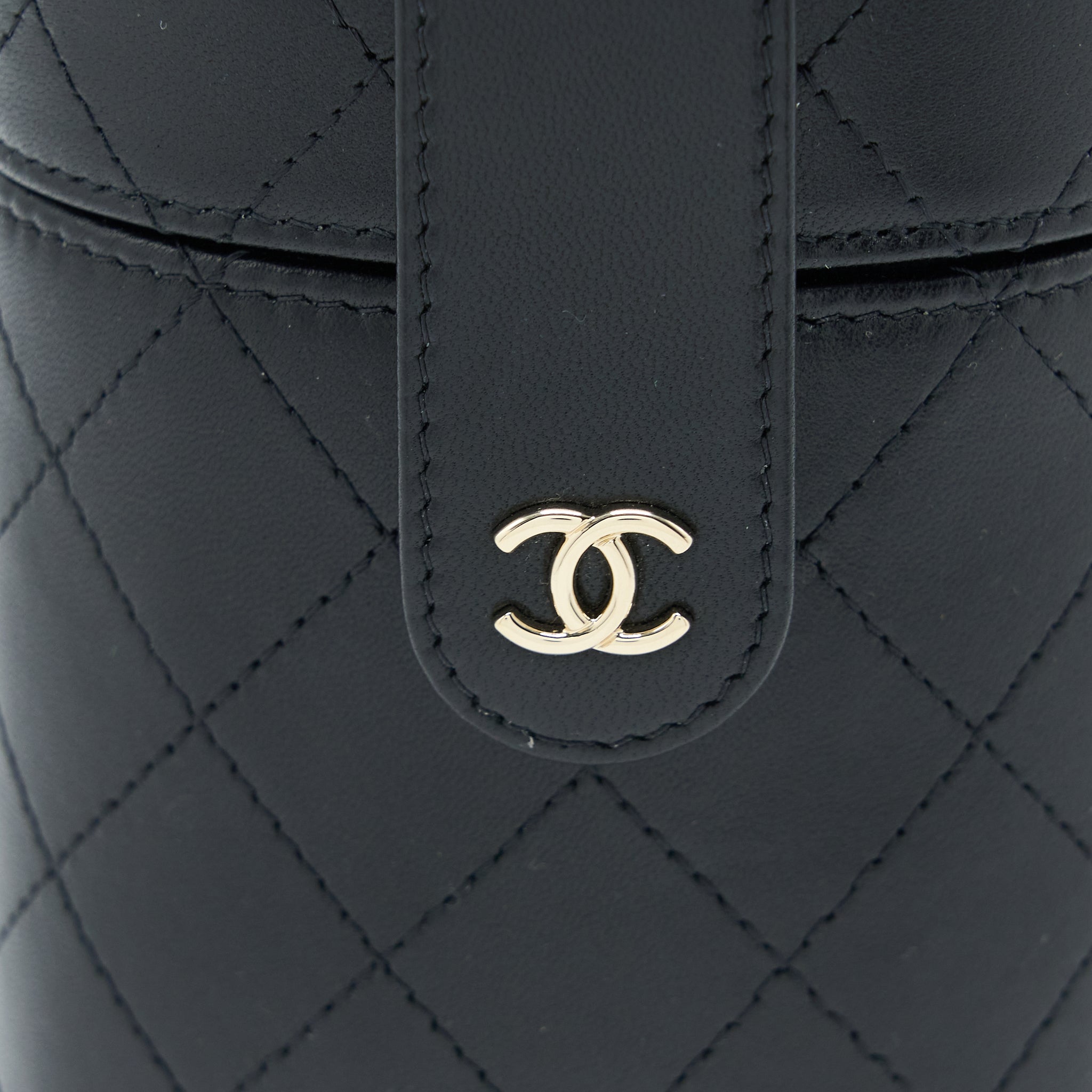 CHANEL VERTICAL CLUTCH WITH CHAIN LAMBSKIN BLACK LGHW