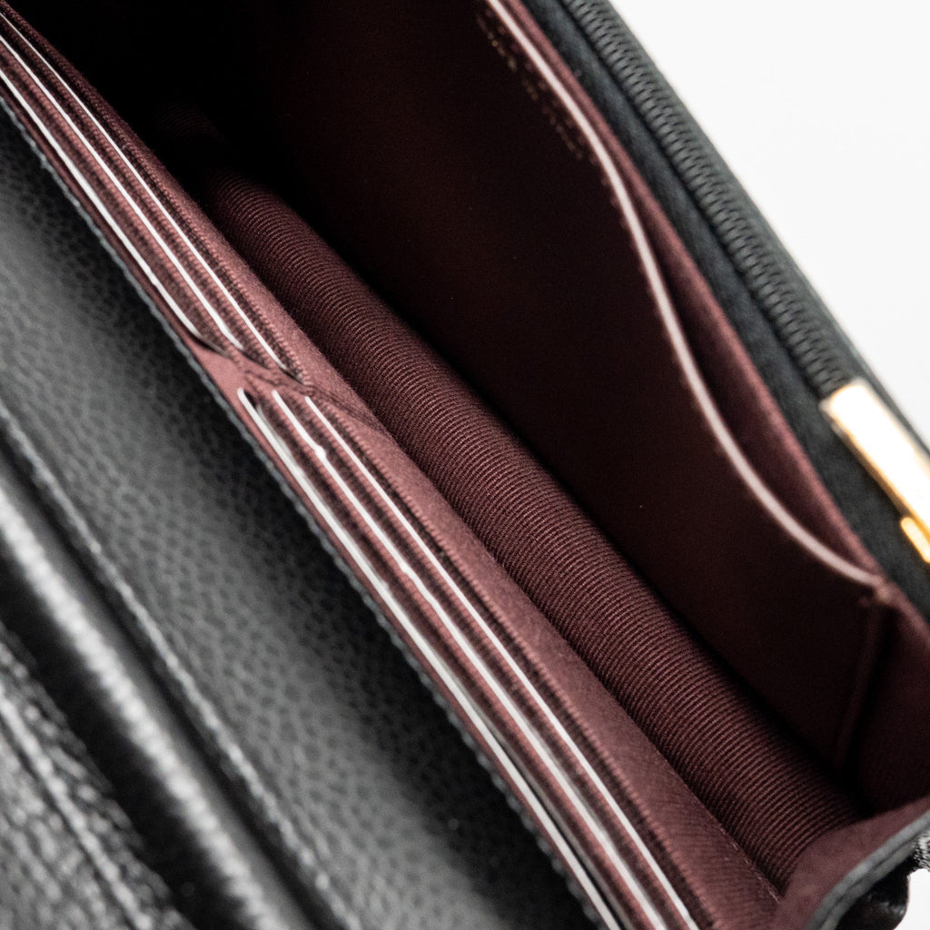 CHANEL CLASSIC WALLET ON CHAIN CAVIAR BLACK GHW (MICROCHIP)