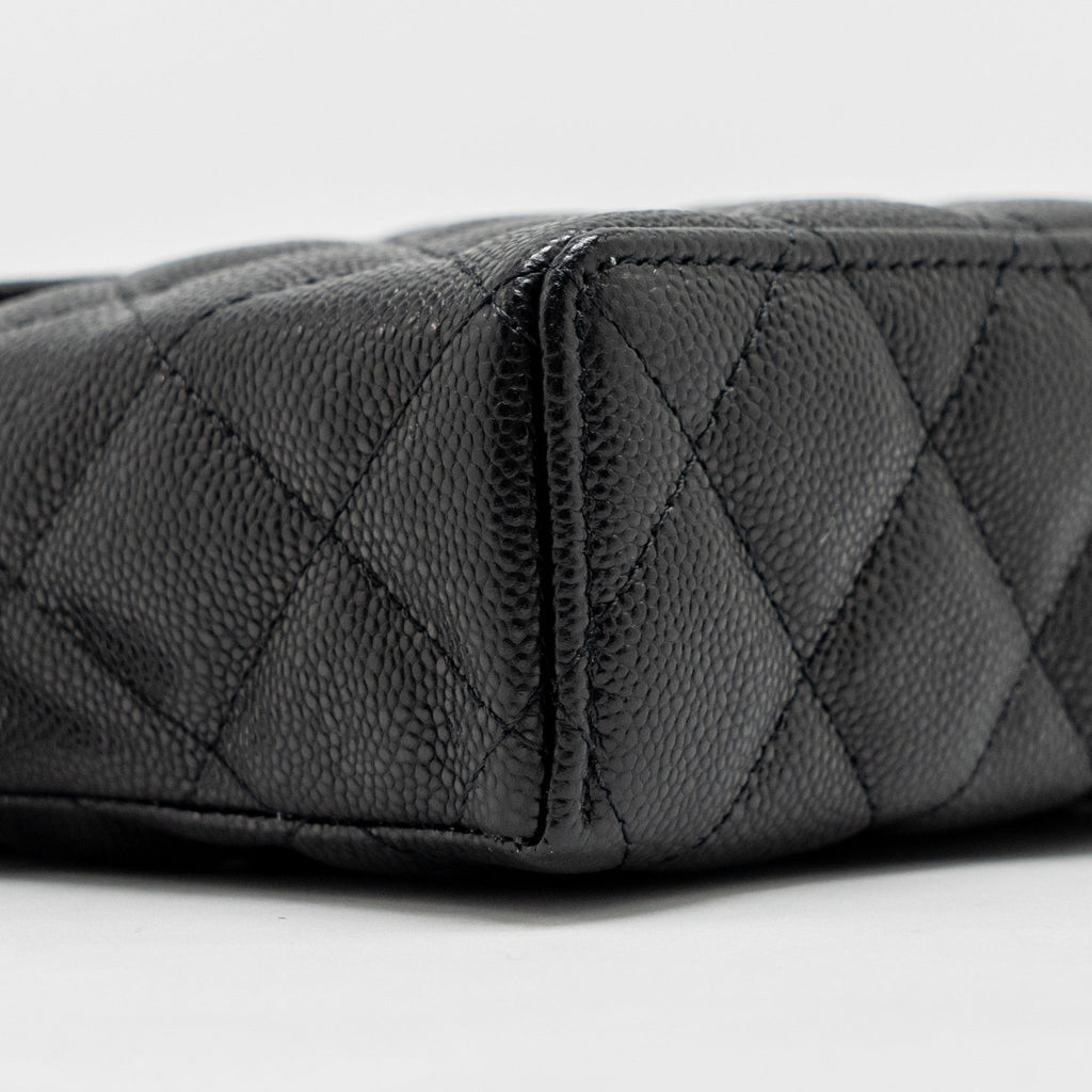 CHANEL 25P CC TOP HANDLE VANITY BAG CAVIAR BLACK LGHW(MICROCHIP)