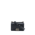 CHANEL SMALL BOY BAG CAVIAR BLACK RUTHENIUM SHW (MICROCHIP)