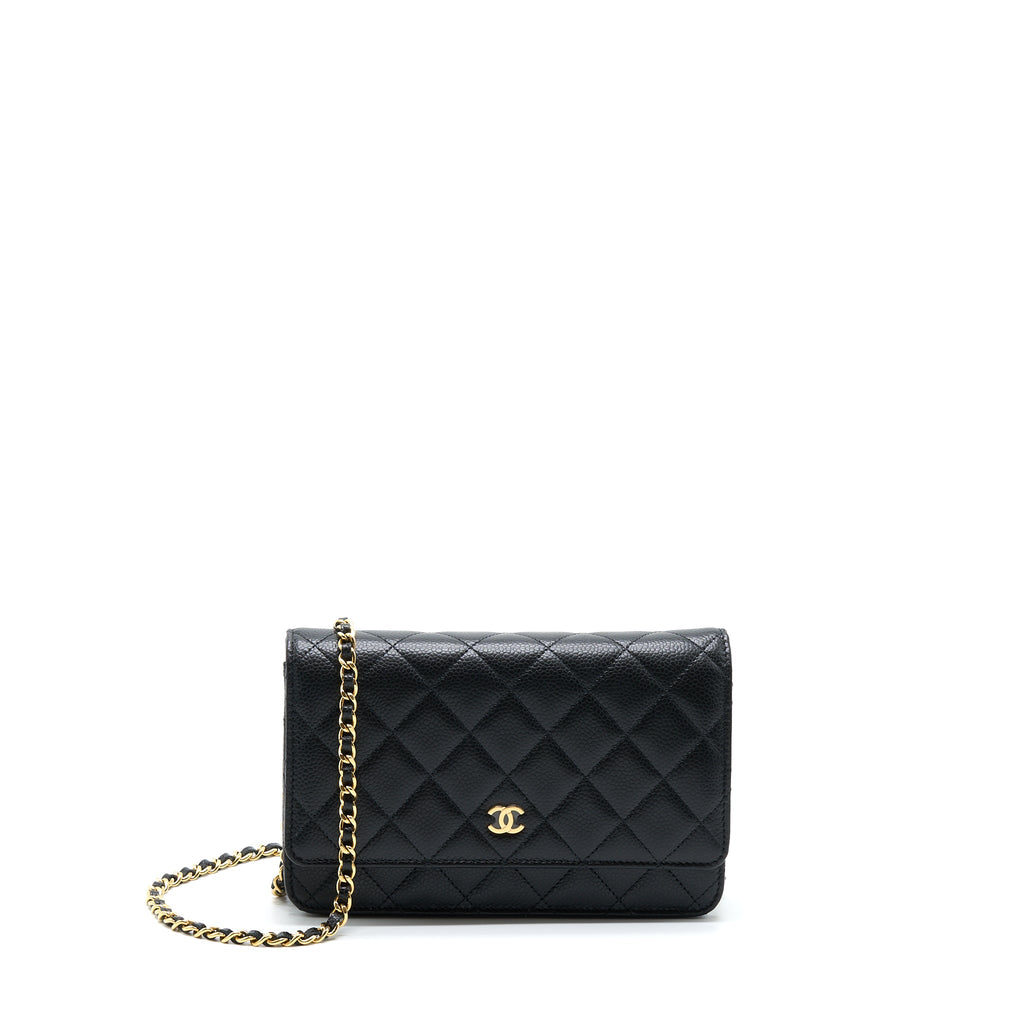 CHANEL CLASSIC WALLET ON CHAIN CAVIAR BLACK GHW (MICROCHIP)