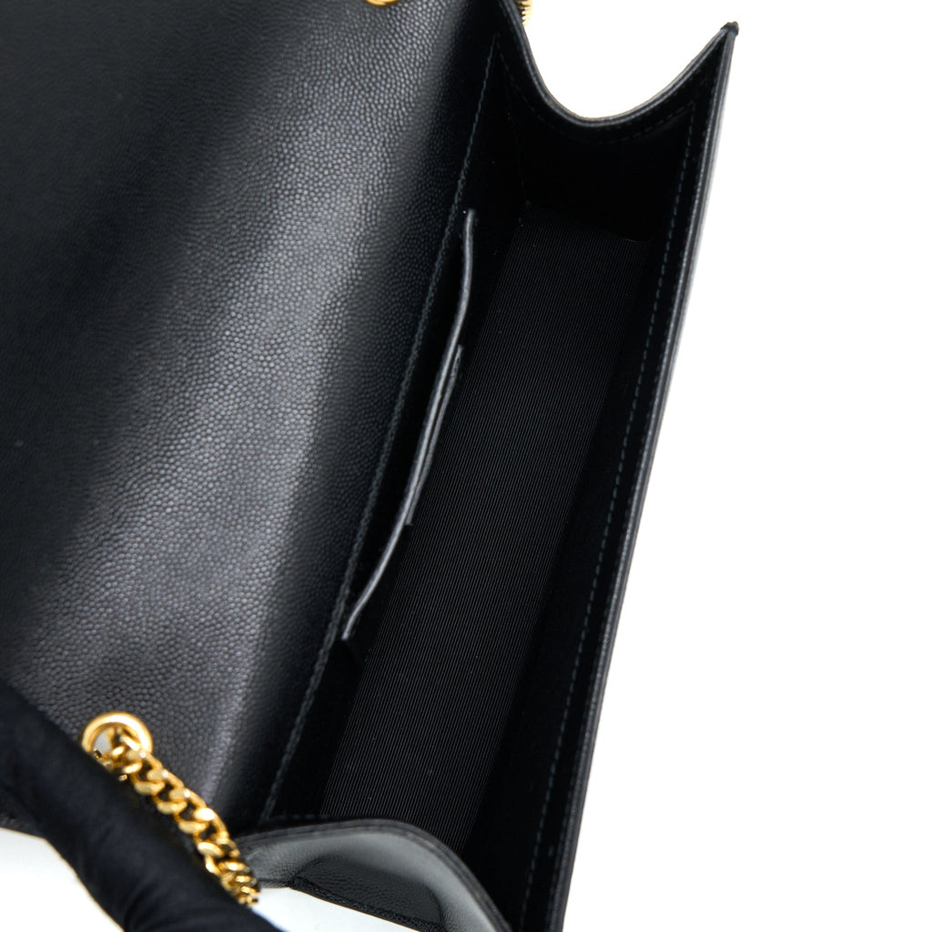 SAINT LAURENT/ YSL MEDIUM KATE BAG GRAINED CALFSKIN BLACK GHW