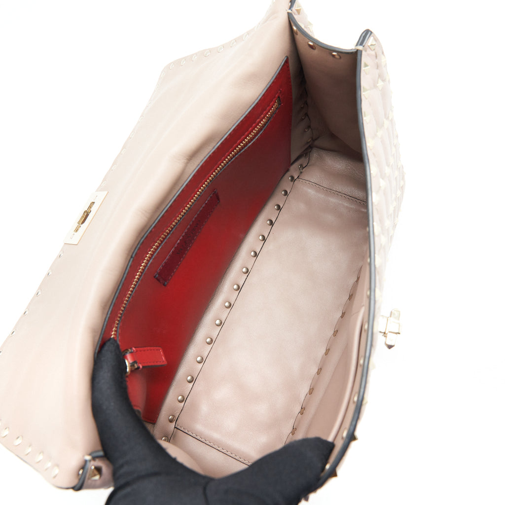 VALENTINO ROCKSTUD SPIKE NAPPA LEATHER CROSSBODY BAGS POUDRE