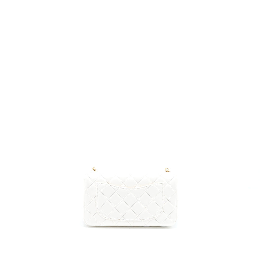 CHANEL PEARL CRUSH MINI RECTANGULAR FLAP BAG LAMBSKIN WHITE GHW