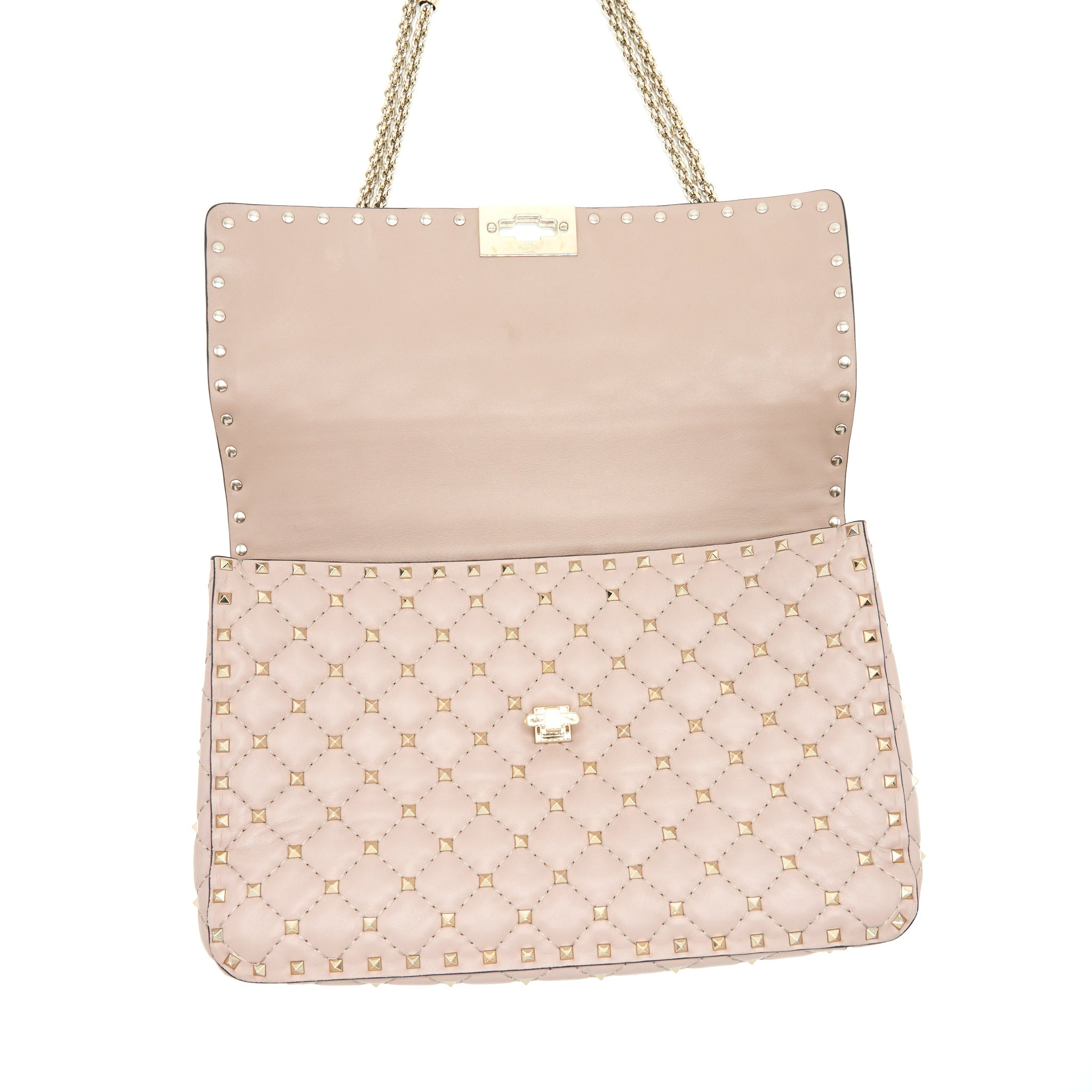 VALENTINO ROCKSTUD SPIKE NAPPA LEATHER CROSSBODY BAGS POUDRE