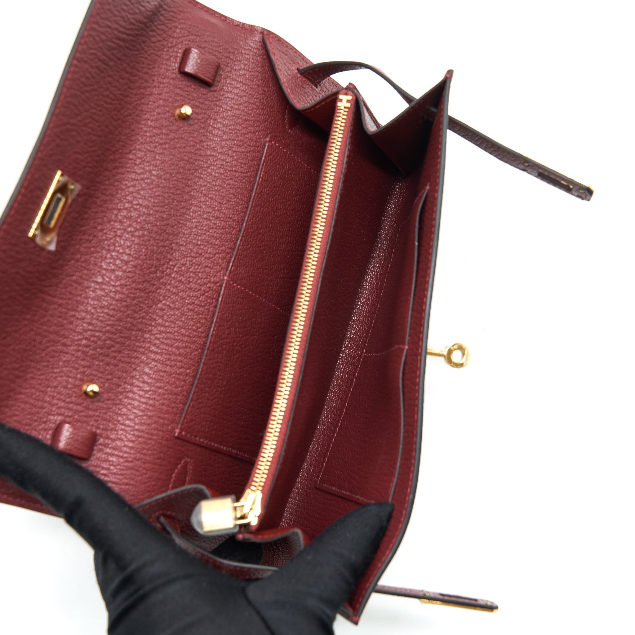 HERMES KELLY TO GO CHEVRON MYSORE 55 ROUGE H GHW