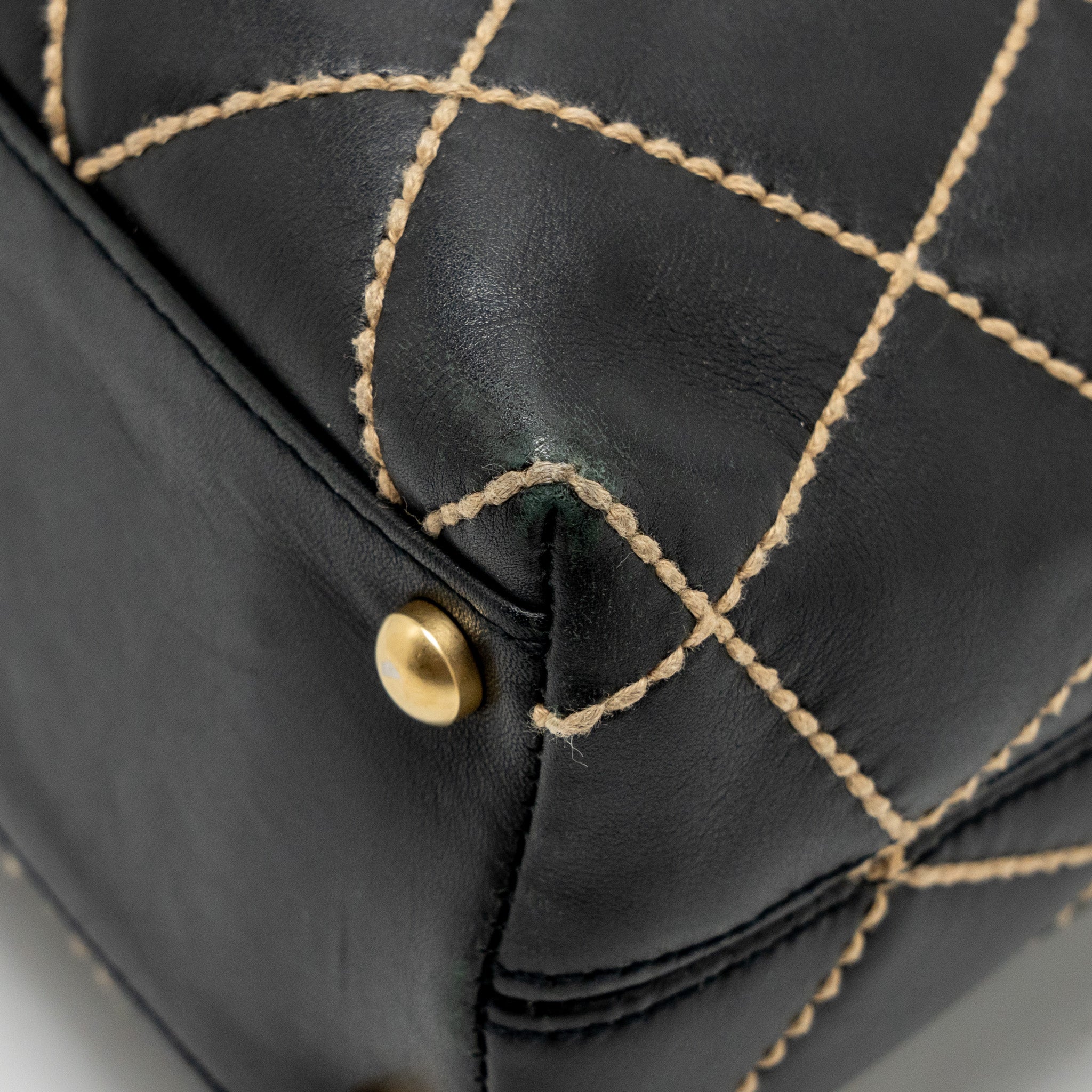 CHANEL VINTAGE WILD STITCH SHOULDER BAG CALFSKIN BLACK GHW