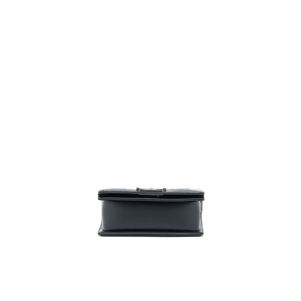 CHANEL SMALL BOY BAG CAVIAR BLACK RUTHENIUM SHW (MICROCHIP)